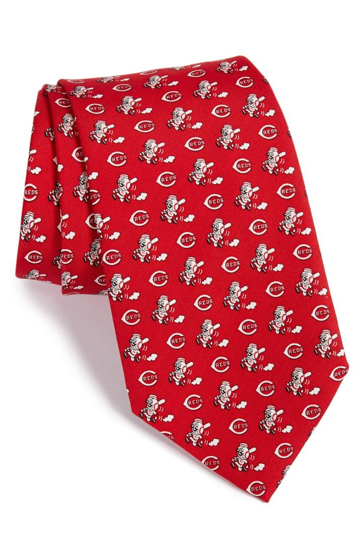 Men's Vineyard Vines 'cincinnati Reds - Mlb' Print Silk Tie, Size - Red