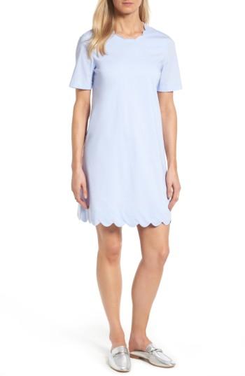 Women's Halogen Scalloped Shift Dress, Size - Blue