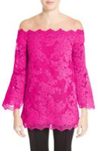 Women's Marchesa Off The Shoulder Illusion Lace Top - Pink