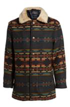 Men's Pendleton Brownsville Wool Jacket With Genuine Shearling Collar, Size - Black
