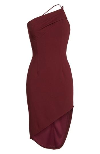 Women's Katie May One-shoulder Asymmetrical Cocktail Sheath - Burgundy