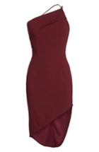 Women's Katie May One-shoulder Asymmetrical Cocktail Sheath - Burgundy
