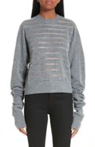Women's Noir Kei Ninomiya Sheer Stripe Wool Blend Sweater - Grey