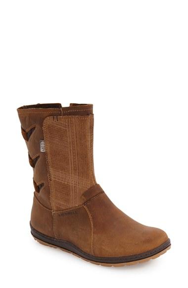 Women's Merrell Ashland Vee Waterproof Bootie .5 M - Brown