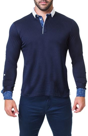 Men's Maceoo Newton Trim Fit Long Sleeve Polo (m) - Black