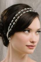 Sara Gabriel 'rose' Two Strand Filigree Hair Ribbon, Size - Ivory