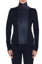 Women's Akris Punto Leather & Jersey Biker Jacket - Black