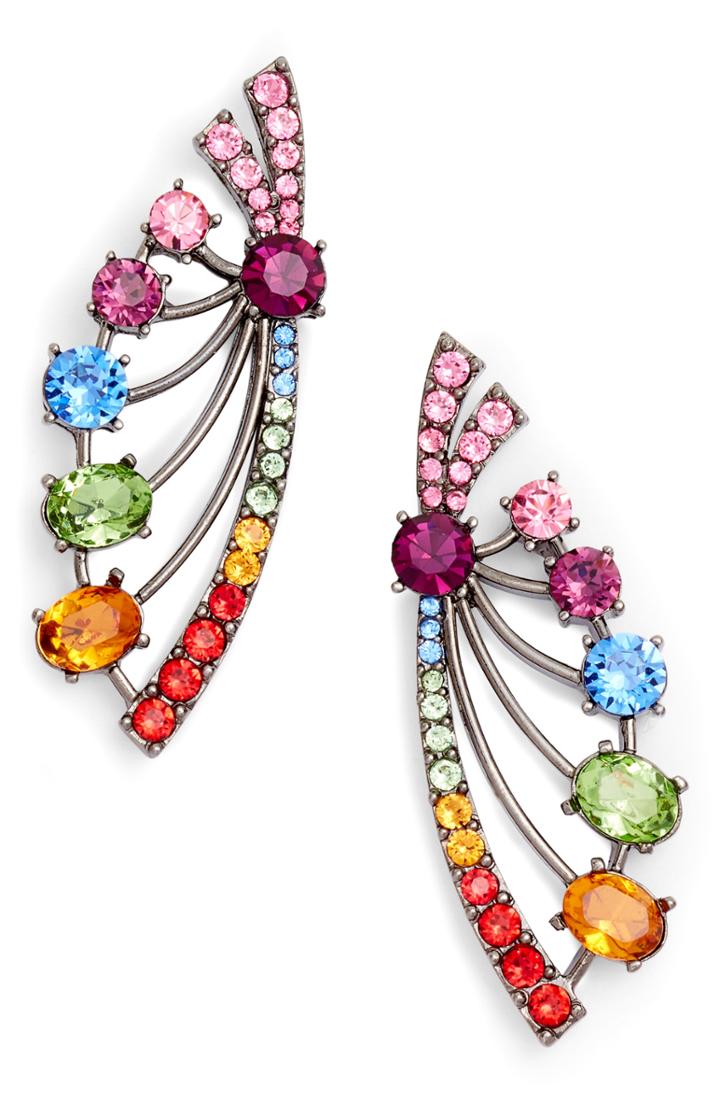 Women's Oscar De La Renta Crystal Fan Earrings