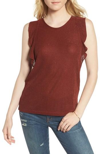 Women's Madewell Metallic Ruffle Tank, Size - Red