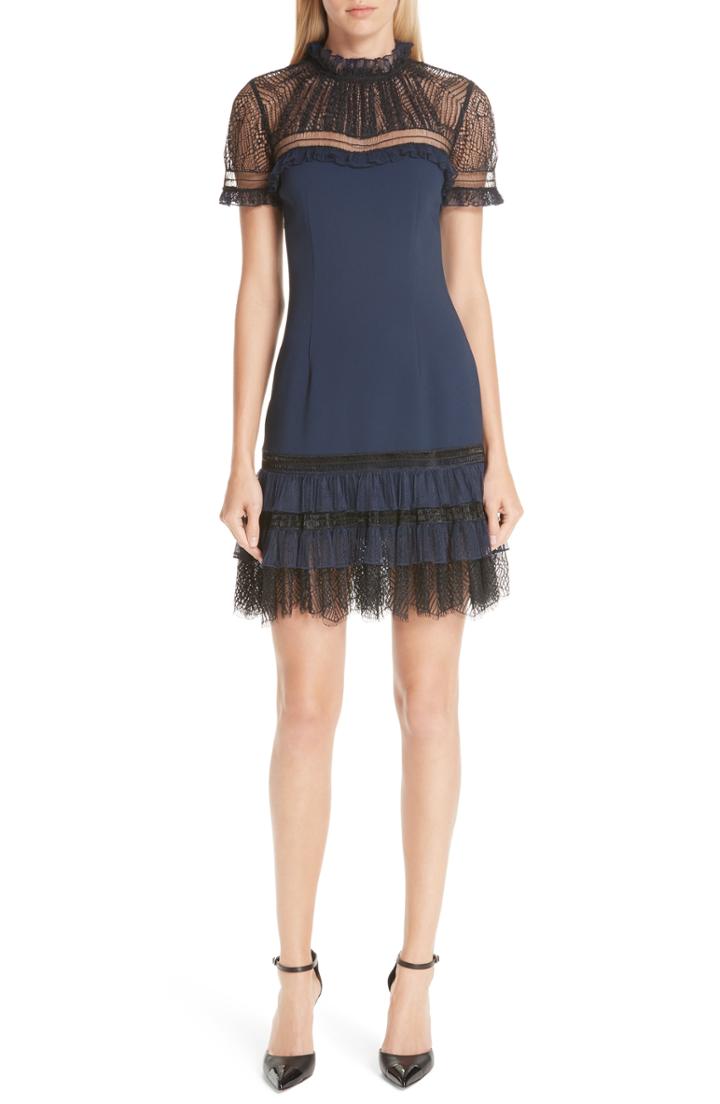 Women's Jonathan Simkhai Tulle Lace Trim Sheath Dress