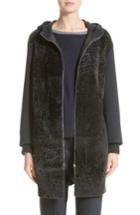 Women's Fabiana Filippi Genuine Shearling Zip Long Hoodie Us / 40 It - Blue