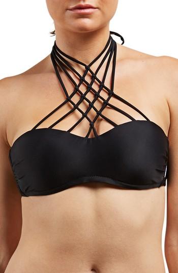 Women's Volcom Simply Solid Bandeau Bikini Top - Black