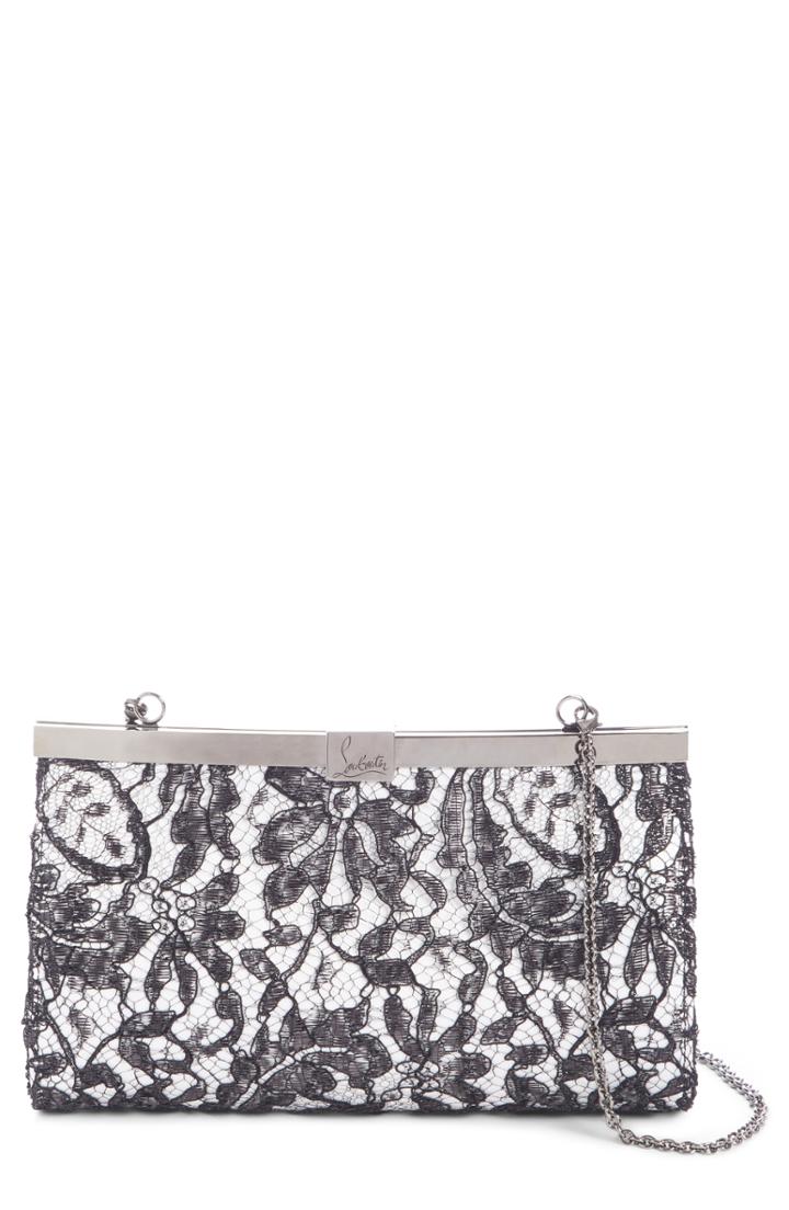 Christian Louboutin Palmette Lace Overlay Frame Clutch - Black