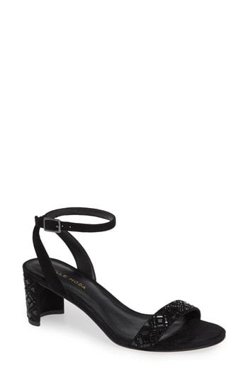 Women's Pelle Moda Moira Crystal Embellished Sandal .5 M - Black