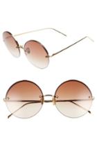 Women's Linda Farrow 58mm Gradient Round Sunglasses - Yellow Gold/ Brown