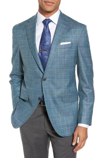 Men's David Donahue Ashton Classic Fit Stretch Plaid Wool Blend Sport Coat R - Green