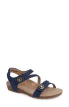Women's Aetrex 'jillian' Braided Leather Strap Sandal .5 M - Blue