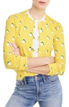 Women's J.crew Jackie Lemon Print Cardigan, Size - Yellow