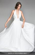 Women's Willowby Badri Charmeuse Pleated Halter Gown - White