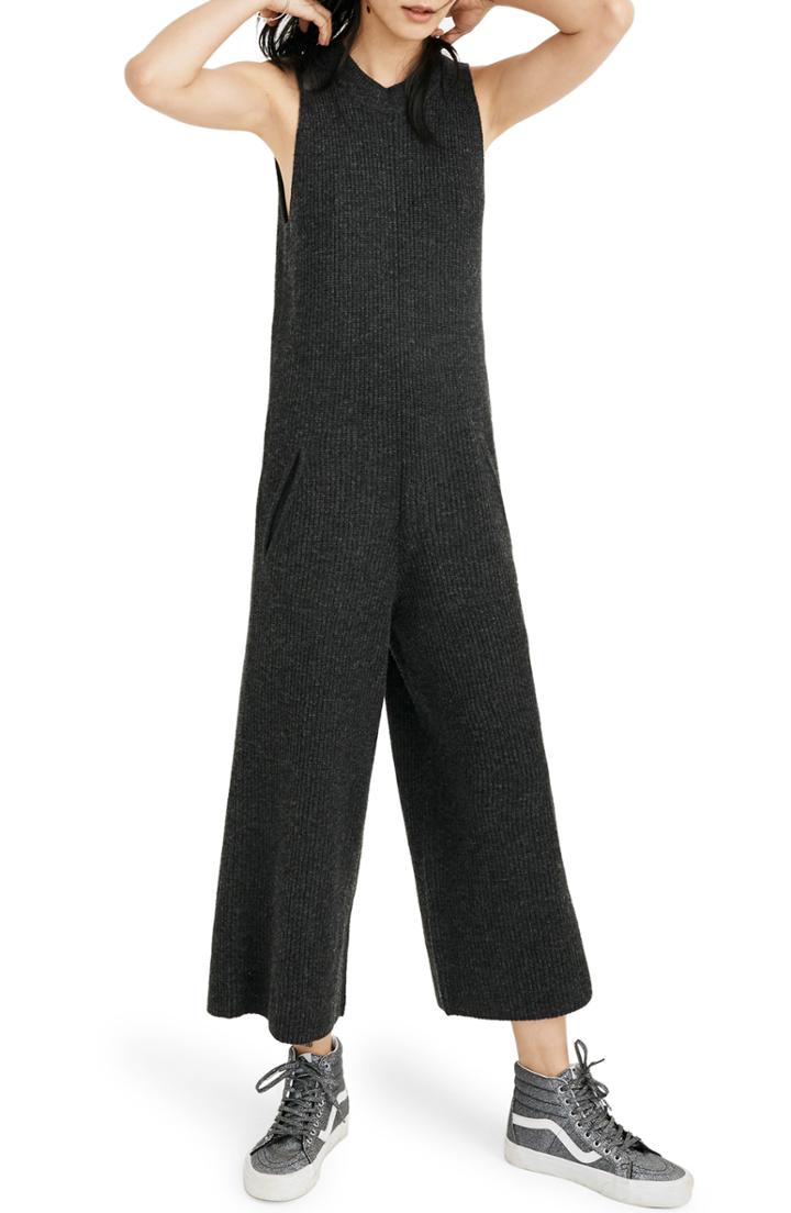Women's Madewell Wide Leg Sweater Jumpsuit, Size - Grey