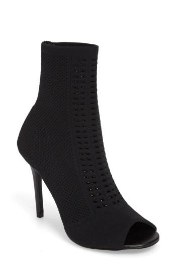 Women's Charles By Charles David Rebellious Knit Peep Toe Bootie .5 M - Black