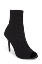 Women's Charles By Charles David Rebellious Knit Peep Toe Bootie .5 M - Black