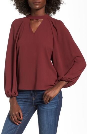 Women's Leith Balloon Sleeve Choker Top - Red