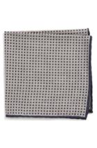 Men's Eleventy Dot Wool & Cotton Pocket Square, Size - Grey
