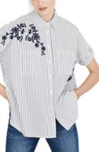 Women's Madewell Embroidered Courier Shirt, Size - Grey