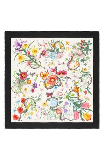 Women's Gucci Flora Snake Foulard Silk Twill Scarf
