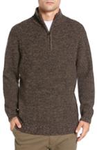 Men's Rodd & Gunn 'woodglen' Herringbone Knit Lambswool Quarter Zip Sweater, Size - Brown