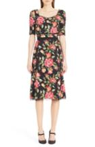 Women's Dolce & Gabbana Rose Print Cady A-line Dress