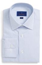 Men's David Donahue Trim Fit Stripe Dress Shirt .5 - 34/35 - Blue