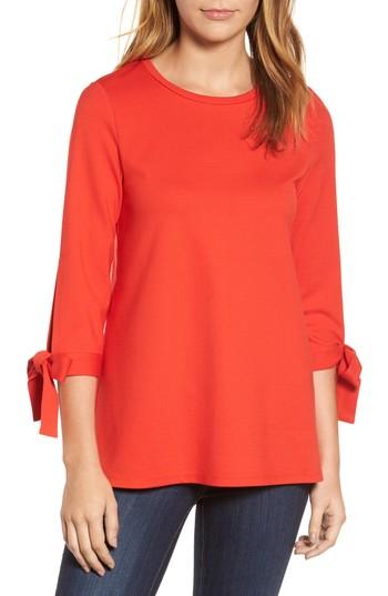 Women's Halogen Ponte Tie Sleeve Tunic - Red
