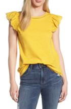 Women's Bobeau Eyelet Sleeve Top - Yellow