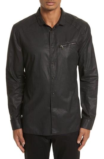 Men's John Varvatos Slim Fit Coated Snap Shirt - Black