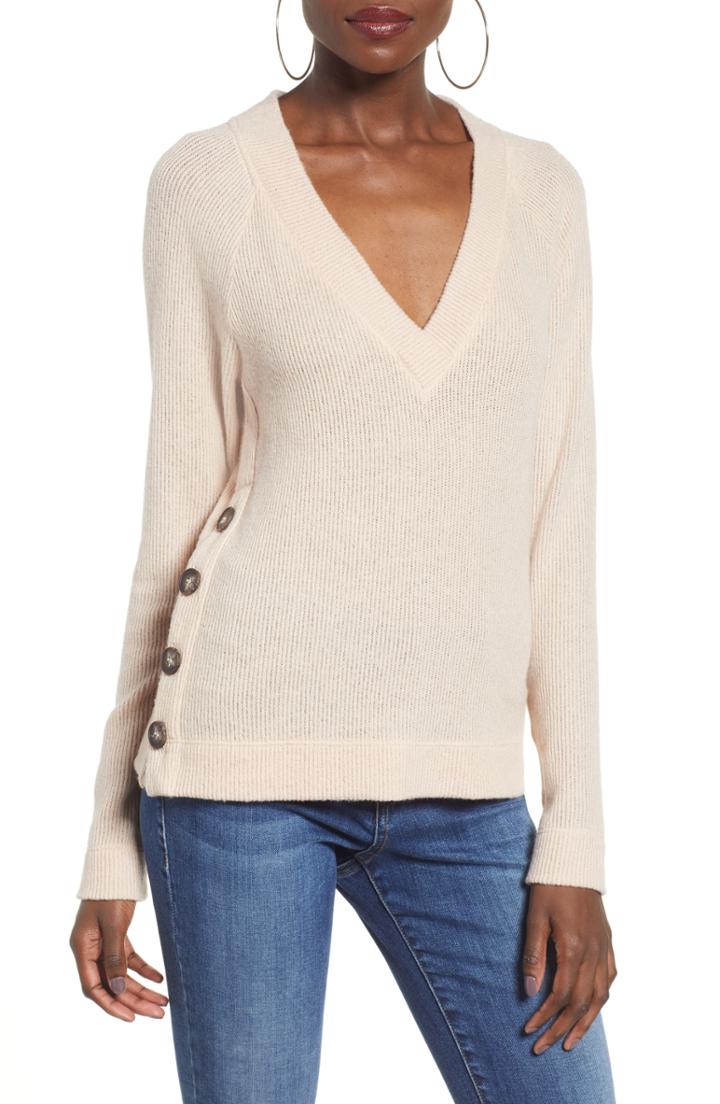 Women's Socialite Side Button Sweater - Pink