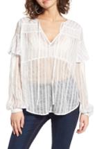 Women's J.o.a. Sheer Split Neck Top - White