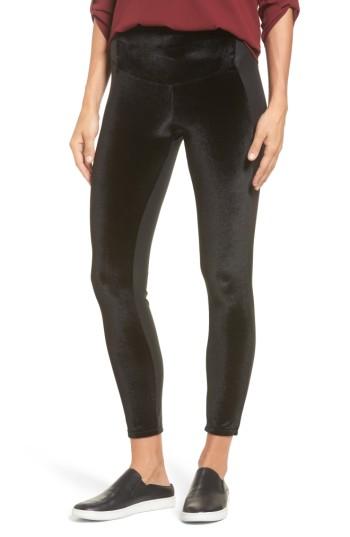 Women's Yummie By Heather Thomson Velvet Panel Ankle Leggings - Black
