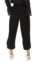 Women's Topshop Lattice Crop Wide Leg Trousers Us (fits Like 0) - Black