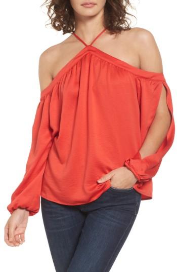 Women's Love, Fire Split Sleeve Off The Shoulder Top - Red