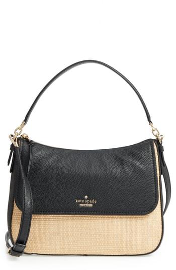 Kate Spade New York Jackson Street - Colette Straw & Leather Satchel - Beige