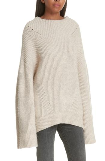 Women's Nili Lotan Ronnie Wool Blend Sweater - Beige