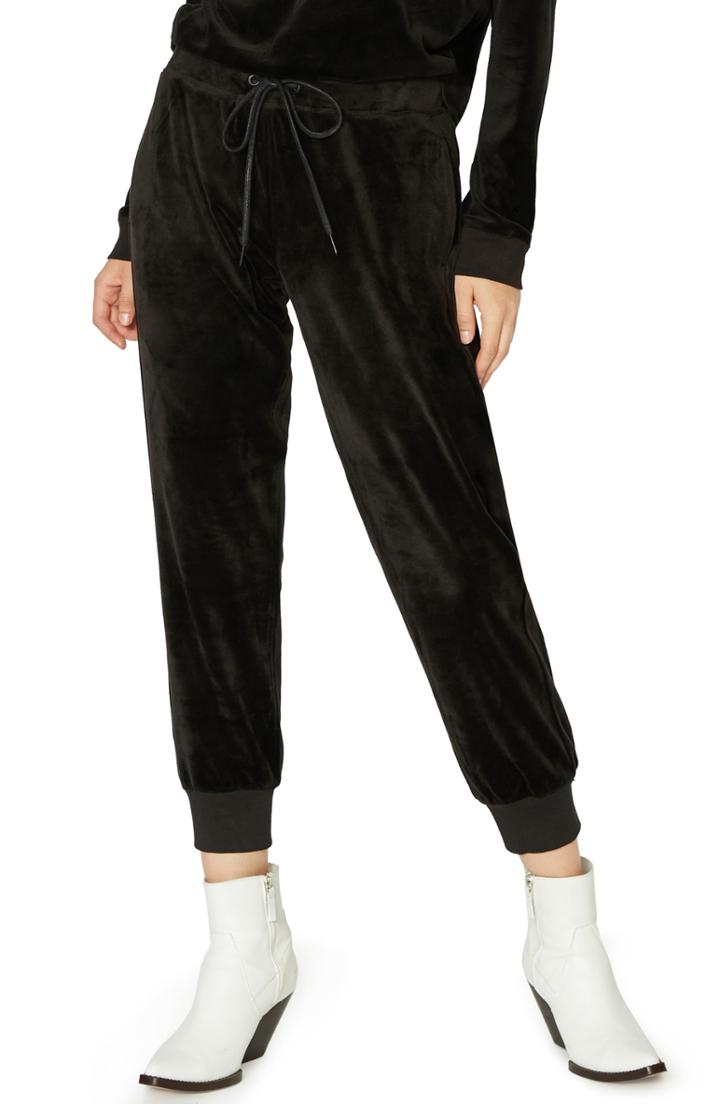 Women's Sanctuary Velour Track Pants, Size - Black
