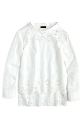 Women's J.crew Rooster Eyelet Cotton Top - White