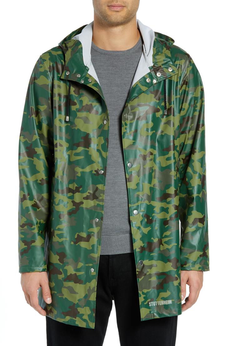 Men's Stutterheim Stockholm Lightweight Waterproof Rain Jacket - Green
