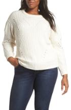 Women's Vince Camuto Rib Pointelle Detail Cotton Blend Sweater
