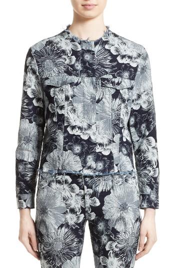 Women's Marques'almeida Floral Print Classic Fitted Denim Jacket - Blue