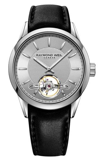 Men's Raymond Weil Freelancer Leather Strap Auto Watch, 43mm