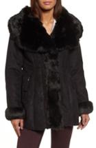 Women's Via Spiga Faux Shearling Coat - Black
